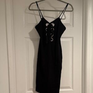 Black Front Lace-Up Dress